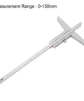 Depth Vernier Caliper With 0.02mm Resolution, 0-150mm Measuring Tool, Tough Metal Gauge, 45Cr Bar, Alloy Frame, Top View