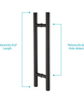 36 Inch Solid Standoffs Built Like A Tank Heavy Duty Commercial Grade 304 Stainless Steel Push Pull Door Handle Ladder Shaped Door Pull Handle Matte Black Finish For Heavy Traffic Commercial Doors And Public Entrances showing 35.43-inch length and 29.92-inch hole distance.