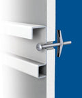 Heavy-Duty Wall Anchor Toggles And Screws For Hollow Drywall No Studs Required Tap-In Dummies secure fit 5-Pack showing installation on gypsum board.
