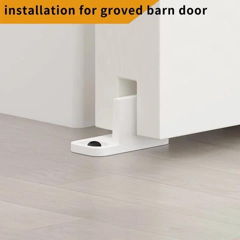 4 Pack POM Plastic T Shape Adjustable Sliding Barn Door Floor Guides with Screws, White, Installed on Floor