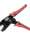 Ratchet Crimping Tool Set With Four Interchangeable Dies for Heat Shrink Terminals and Ferrules, side view.