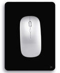 Tiny 6 By 8 Inch Mouse Pad For Laptop And Travel, Thick Yet Portable, Washable, Non Slip Rubber Base, shown with white mouse