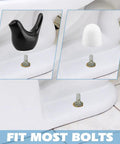 2 Pack Ceramic Bird Toilet Bolt Covers Straight Up Hide Rusty Floor Screws Smooth As Butter While Boosting Your Bathroom Vibes With Fly Decorative Screw Caps And Chic Home Fixtures, showing black bird and white cap fit on toilet bolts.
