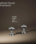 Artifacts Deck Mount Bath Faucet Handle Trim With Cross Design Polished Chrome Finish Dual Cross Lever Handles For Hot And Cold Water Premium Metal Construction Corrosion Resistant Complements Artifacts Collection, showing handle dimensions
