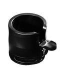Legit Reliable Adjustable Espresso Tamper Station With Grippy Silicone Bottom And Raised Frame, black tamper station for espresso preparation.