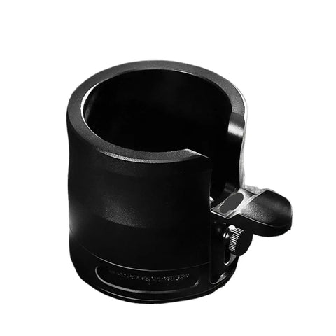 Legit Reliable Adjustable Espresso Tamper Station With Grippy Silicone Bottom And Raised Frame, black tamper station for espresso preparation.