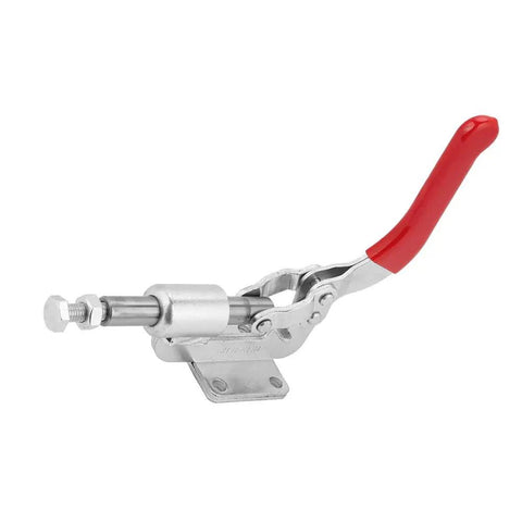 Solid Workpiece Hold Vertical Toggle Clamp With Push Pull Action, Heavy Duty Hand Latch For Welding Riveting Sheet Metal And Circuit Boards, Quick Fixed Grip That Rocks, galvanized steel clamp with red handle