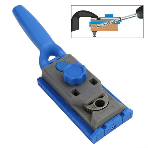 Knock Out Your Carpentry Projects With This Dead Nuts Accurate Pocket Hole Jig Kit featuring a blue handle and precision depth gauge for joinery.