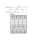 Rock Solid 4 Pole Miniature Circuit Breaker Optimized For 230 And 400 Volt AC Systems showing front view with dimensions.