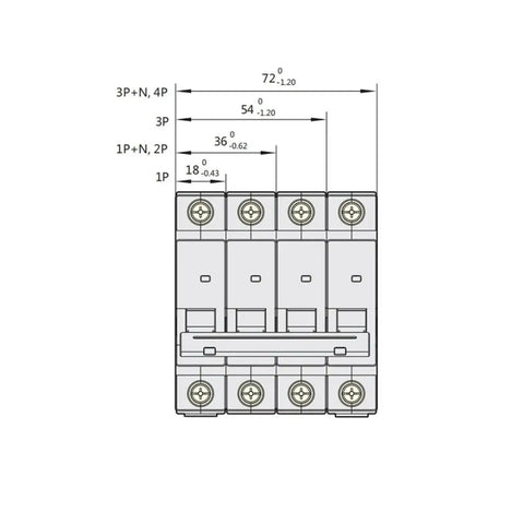 Built Tough 2 Pole Mini Circuit Breaker 230 400V showing dimensions, suitable for AC line panels and secure wiring.