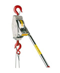 Heavy Duty Cable Come Along Ratchet Winch Hoist With Dual Line Lift, 1.5 Ton Capacity, beefy industrial grade, side view