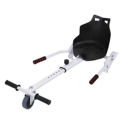 Go Kart Attachment For Hoverboards 6.5 To 10 Inch Safe Sit Down Ride For Kids And Adults with adjustable seat and foam handles.