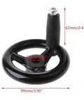 3.9 Inch Hand Wheel With Revolving Handle For Milling Machine, Rock Solid Workhorse, Durable Metal Hand Crank, Threaded Hole For Quick Handle Mount, Industrial Tool Accessory For Lathes, Grinders And Milling Centers, close-up view showing dimensions.
