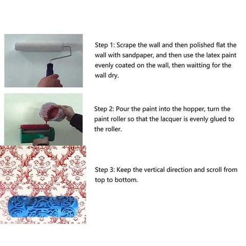 How to use The OG Decorative Texture Paint Roller With Interchangeable Pattern Design Imprint Brush for DIY wall painting.