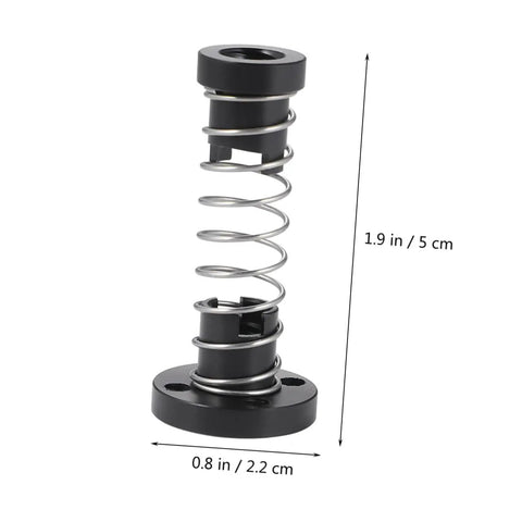Black and silver spring component with measurements for 3D printers. Not part of the 2-Pack Stainless Steel T8 Lead Screws With Copper Nuts Kit.