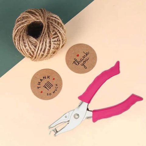 Two Size Hole Punch Set With One Quarter Inch And One Eighth Inch Holes, 2 Pack Craft Punchers with labels and twine