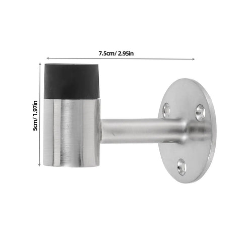 Heavy Duty Zinc Alloy Glass Door Stopper With Rubber Head, Windproof Bumper, 7.5cm length, for quiet living room doors.