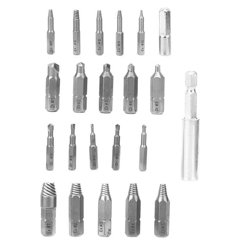 Kick Some Ass With This High Speed Steel Nan Screw Removal Drill Bit Set, A Total Game Changer For DIYers Fixing Stripped Bolts And Broken Fasteners In Your Garage Or Home Workshop Without Any Drama Or Stress., HSS extractor bits and socket adapter set