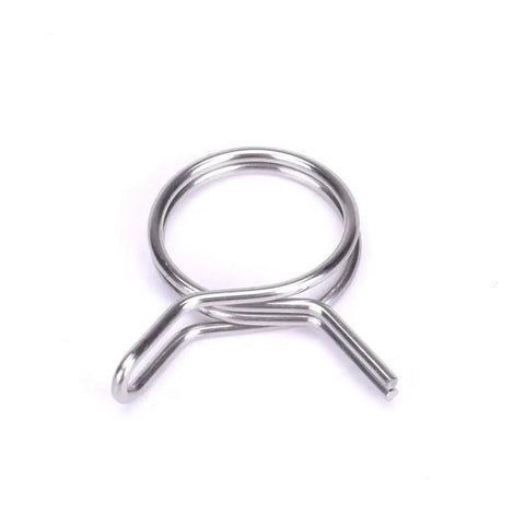 Close-up of Stainless Steel Hose Clamps 5mm To 14mm Set Heavy Duty Spring Clip Fuel Line Clamps, single clamp view.