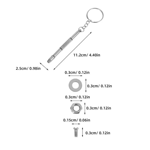 Slick magnetic screwdriver and small stainless steel pieces for Heavy Duty Stainless Steel Eyeglass Repair Screws Kit.