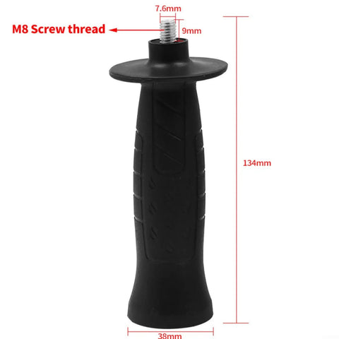 Angle Grinder Side Handle With 8mm And 10mm Thread Mounts, Auxiliary Grip For Grinding, Cutting And Polishing, Heavy Duty Plastic And Metal Construction, Black, 1 Pack M8, black side handle with M8 screw thread and 134mm length