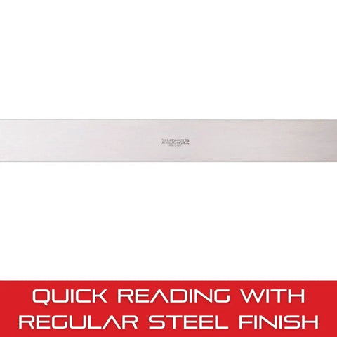 Shop Ready Precision Steel Straight Edge 12 Inch With Regular Finish Not Beveled shown on white background with text overlay