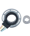 High Precision Rotary Position Sensor J74XU7103A Rotating Transformer For Electric Vehicles, top view of sensor with wiring and hollow shaft mount.
