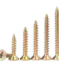 M4 Flat Head Wood Screws Set 340 Pcs Philips Drive Countersunk Self Tapping Screws Yellow Zinc Plated Assorted Sizes
