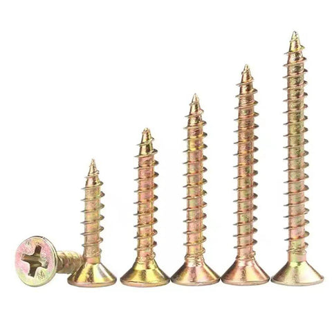 M4 Flat Head Wood Screws Set 340 Pcs Philips Drive Countersunk Self Tapping Screws Yellow Zinc Plated Assorted Sizes