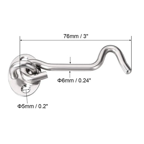 WUUWCHODC Snap Hook Latch for Gate Door Window Cabin with Mounting Screws, 76mm stainless steel latch with brushed finish.