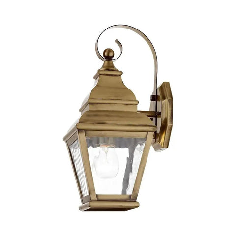Exeter 1 Light Outdoor Wall Lantern Handcrafted Solid Brass Vintage Pewter Gray Traditional Exterior Lighting Fixture For Porch Patio Or Entryway