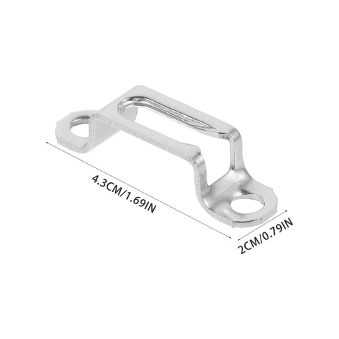 Heavy Duty Stainless Steel Furniture Fastener Kit With Invisible Three In One Connectors And Knockout Joint Screws For Straight Shots On Tight Cabinet Fixes Today, close-up of a stainless steel connector, dimensions noted.
