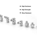 45Pcs M6 M8 M10 Brass Zerk Grease Nipple Fittings Set, Pro Grade Metal Replacement Nipples Assortment Kit, For Automotive And Workshop