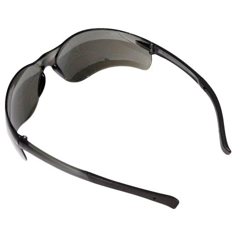 Boss Level Wraparound Safety Glasses Using Smoke Polycarbonate Lenses For Superior Defense Against Harsh Impact And Full Uv Shielding Ansi Approved Tough Work Gear For The Daily Grind Job Site Staple 12 Pack, side view.