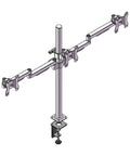 Heavy Duty Aluminum Multi Monitor Mount For Dual Lcd Displays Smooth Articulating Desk Clamp Kit with adjustable arms and vertical pole.