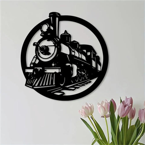 Vintage Steam Train Metal Wall Art Locomotive Silhouette For Man Cave Living Room And Office Rustic Iron Wall Decor 50cm 20in Size Handcrafted For Display on wall