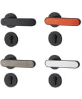 Quiet Bedroom Split Door Lock Set with Solid Metal Hardware, featuring black, white, and colored door knobs for modern homes.
