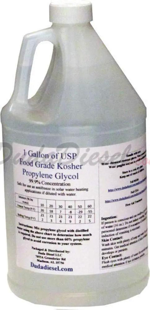 1 gallon of USP food grade kosher propylene glycol safe for solar water heating applications at 99.9% concentration