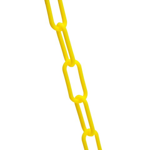 100 Foot Yellow Plastic Safety Barrier Chain For Construction Sites And Garages Non Marring No Rust High Visibility Barricade Link