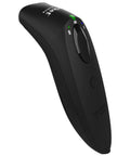 Black entry level Bluetooth 1D 2D barcode scanner for paper and screen ultra lightweight ergonomic handheld device with long battery life