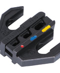 Close-up of interchangeable die from Ratchet Crimping Tool Set With Four Interchangeable Dies For Heat Shrink Terminals And Ferrules