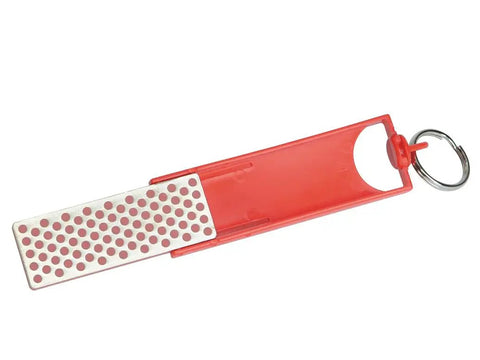 Pocket Diamond Sharpener With Monocrystalline Diamond Surface, Ultra Portable Keychain F70F Fine Grit Sharpener, red handle