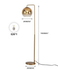 Gradient Gold Floor Lamp With Glass Globe LED Standing Light in Mid Century Style, 155cm tall with brass base, ideal for living room use.