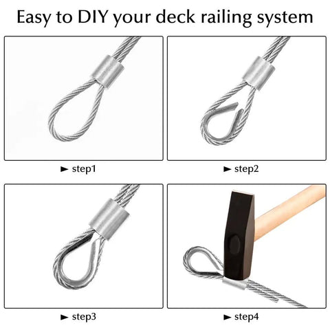 Instructions for using Beefy Heavy Duty Stainless Steel Wire Rope 1/8 Inch Cable 165 Ft with Cutter Kit for decks