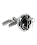 Tough As Nails Stainless Steel Flush Pull Handle With Turning Lock Design, close-up view of locking mechanism and sturdy construction.