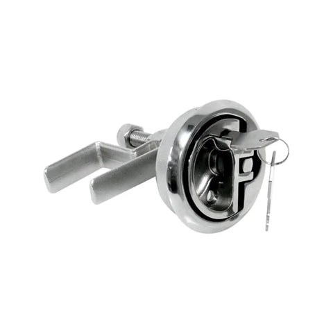 Tough As Nails Stainless Steel Flush Pull Handle With Turning Lock Design, close-up view of locking mechanism and sturdy construction.