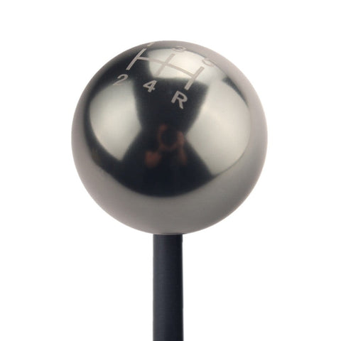 Jdm Round Ball Billet Weighted Five Speed Manual Gear Shift Knob Titanium Finish shown from the front with gear numbers visible