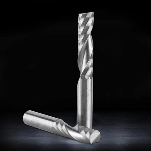 5Pcs 6mm Shank Tungsten Carbide Single Flute End Mills Spiral CNC Milling Bits For Acrylic PVC MDF Pro Grade With Sharp Chip Clearing