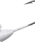 Tungsten Darter Jighead One Thirty Second Ounce White Silver Glitter For Trout Fishing With Plastic Bait Back Barb