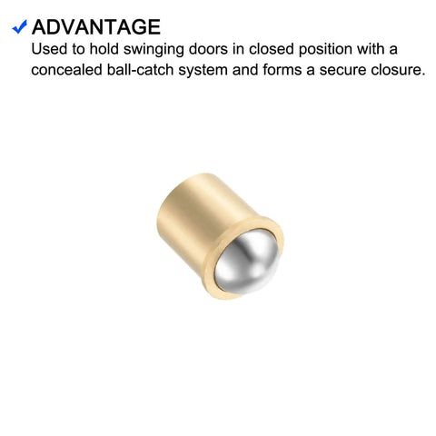 Premium Door Ball Catch And Cabinet Latch With A Snug Pull To Close Mechanism For Pantry Furniture Closet Wardrobe Hardware 5 Piece Pack, brass and silver ball catch.